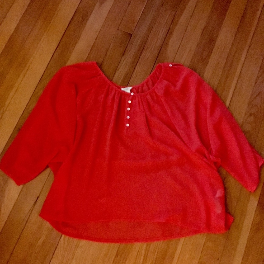 Forever 21  sheer blouse w/ peek-a-boo sleeves